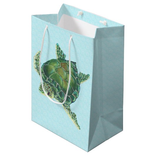 Zee Turtle Gift Bag Medium Cadeauzakje (Voorkant Gekanteld)