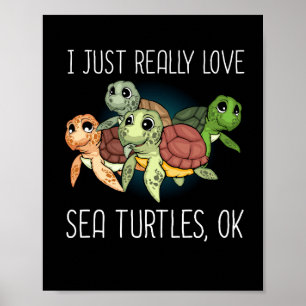 Zee Turtle Gift Kinder Vrouwen Onderwater Zee Schi Poster