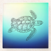 Zee Turtle Glazen Onderzetter (Voorkant)