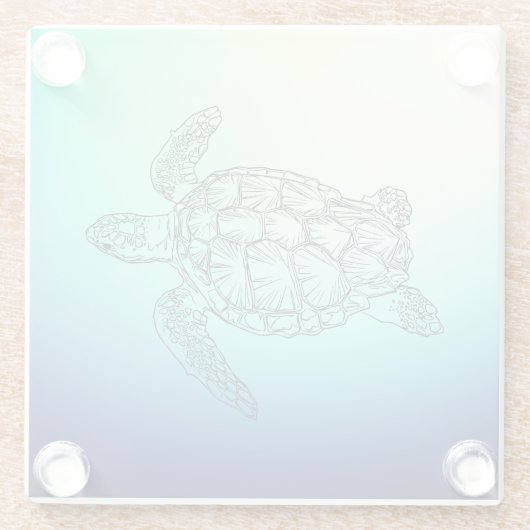 Zee Turtle Glazen Onderzetter (Achterkant)