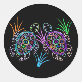 Zee Turtle Glow Ronde Sticker