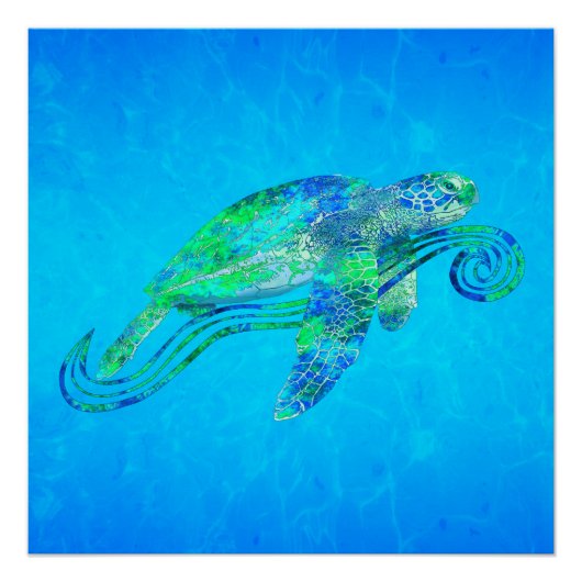 Zee Turtle Graphic Poster (Voorkant)