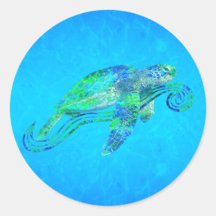 Zee Turtle Graphic Ronde Sticker