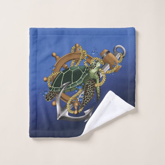 Zee Turtle Green Blue Bad Handdoek (Wasdoekje)