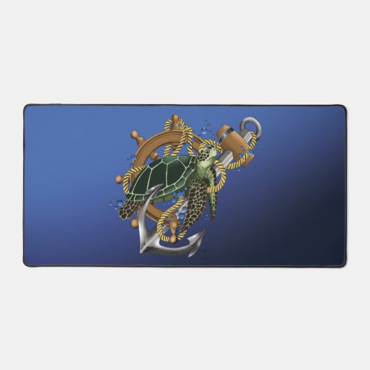 Zee Turtle Green Blue Bureaumat (Voorkant)