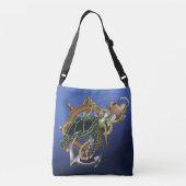 Zee Turtle Green Blue Crossbody Tas (Achterkant)