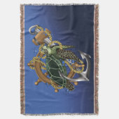 Zee Turtle Green Blue Deken (Voorkant Verticaal)