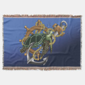 Zee Turtle Green Blue Deken (Voorkant)