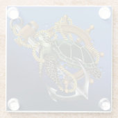 Zee Turtle Green Blue Glazen Onderzetter (Achterkant)