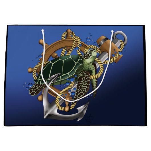 Zee Turtle Green Blue Groot Cadeauzakje (Voorkant)