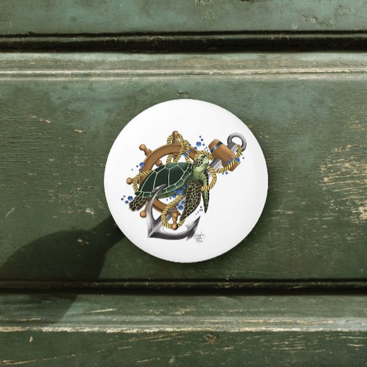 Zee Turtle Green Blue Keramische Knop