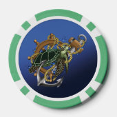 Zee Turtle Green Blue Poker Chips (Achterkant)