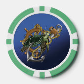 Zee Turtle Green Blue Poker Chips (Voorkant)