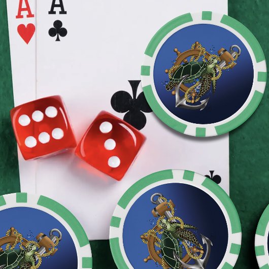 Zee Turtle Green Blue Poker Chips