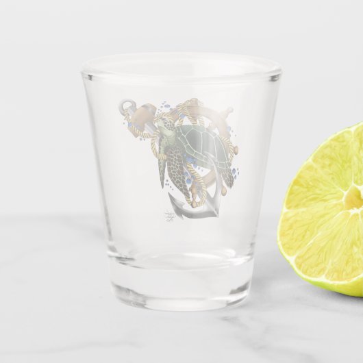 Zee Turtle Green Blue Shot Glas (Achterkant)