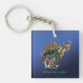 Zee Turtle Green Blue Sleutelhanger (Voorkant)
