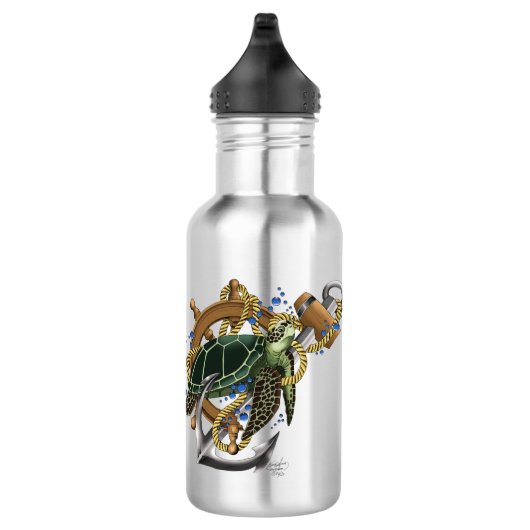 Zee Turtle Green Blue Waterfles (Rechts)