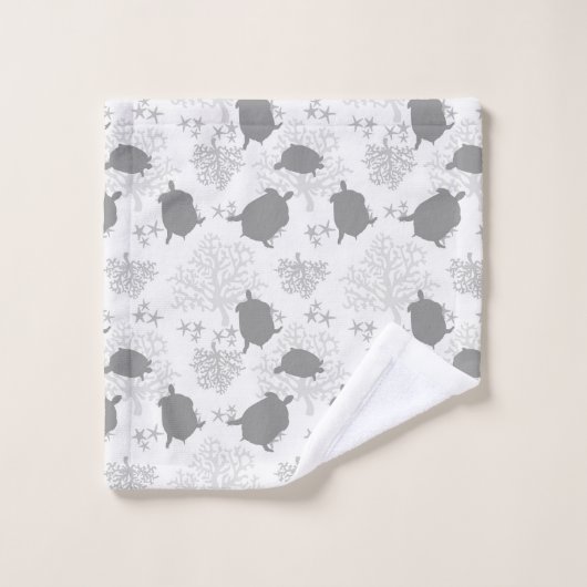 Zee Turtle Grey Ocean Pattern Art Bad Handdoek (Wasdoekje)