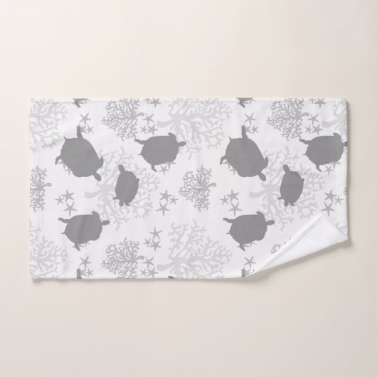 Zee Turtle Grey Ocean Pattern Art Bad Handdoek (Handdoek)