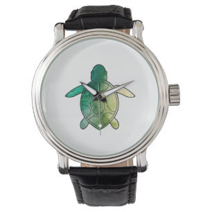 Zee Turtle groene waterverf Horloge