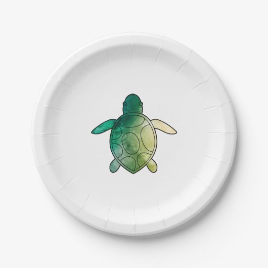 Zee Turtle groene waterverf Papieren Bordje (Voorkant)