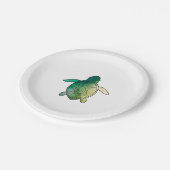 Zee Turtle groene waterverf Papieren Bordje (Gekanteld)