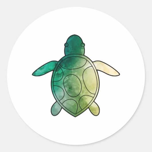 Zee Turtle groene waterverf Ronde Sticker (Voorkant)