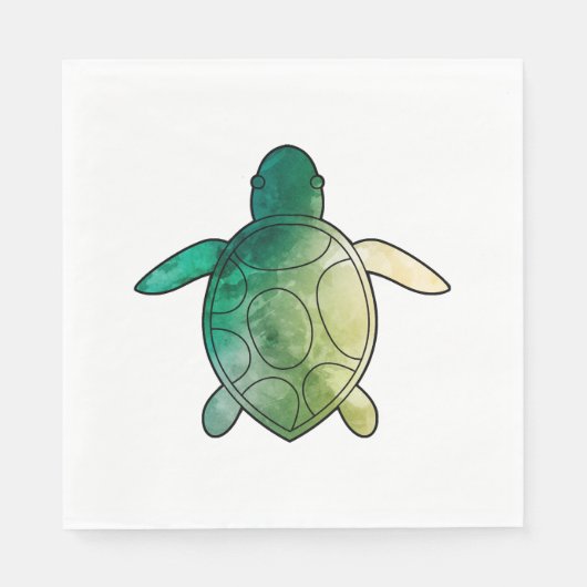 Zee Turtle groene waterverf Servet (Voorkant)