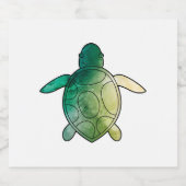 Zee Turtle groene waterverf Sparkling Wijnetiket (Enkel label)