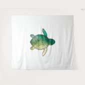 Zee Turtle groene waterverf Wandkleed (Voorkant (horizontaal))