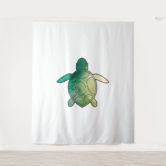 Zee Turtle groene waterverf Wandkleed (Voorkant)