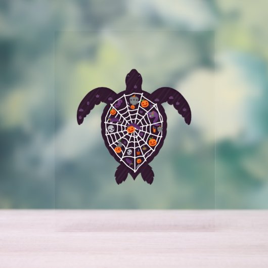 Zee Turtle Halloween Spider-Web Pumpkin Ghost Hall Acryl Bord (Neutraal)