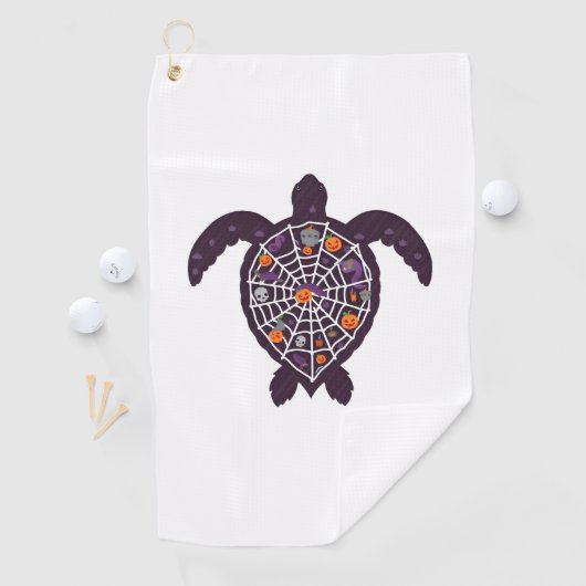 Zee Turtle Halloween Spider-Web Pumpkin Ghost Hall Golfhanddoek (Insitu)