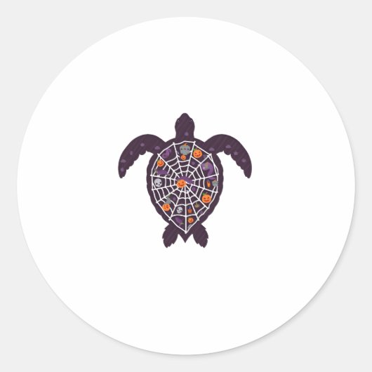 Zee Turtle Halloween Spider-Web Pumpkin Ghost Hall Ronde Sticker (Voorkant)
