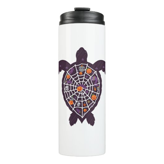 Zee Turtle Halloween Spider-Web Pumpkin Ghost Hall Thermosbeker (Voorkant)