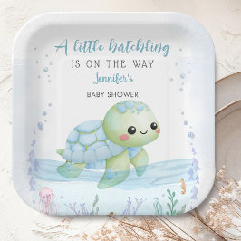 Zee Turtle Hatchling Boy Baby shower Papier Papieren Bordje