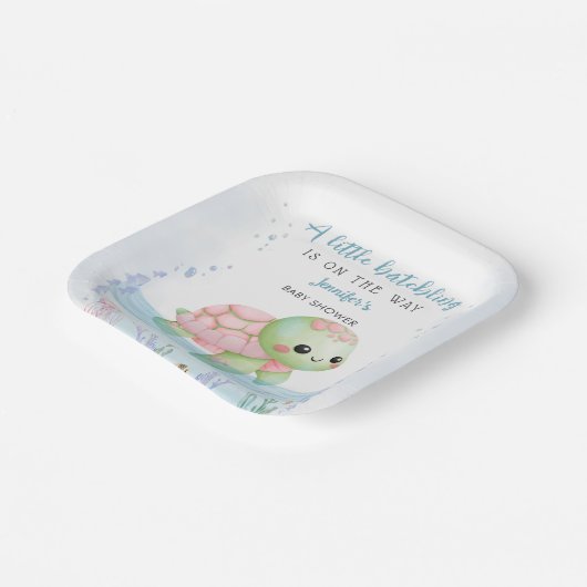 Zee Turtle Hatchling Boy Baby shower Papier Papieren Bordje (Gebogen)