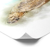 Zee Turtle - Hawaiian Green Zee Waterverf Poster (Hoek)