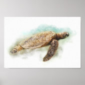Zee Turtle - Hawaiian Green Zee Waterverf Poster (Voorkant)