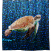Zee Turtle Hawaiian Honu Deep Blue Zee Douchegordijn (Voorkant)