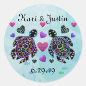 Zee Turtle Hearts Aangepaste Stickers (Voorkant)