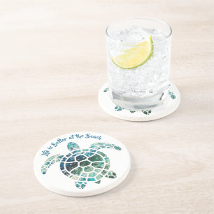 Zee Turtle - Het leven is beter op het strand Zandsteen Onderzetter