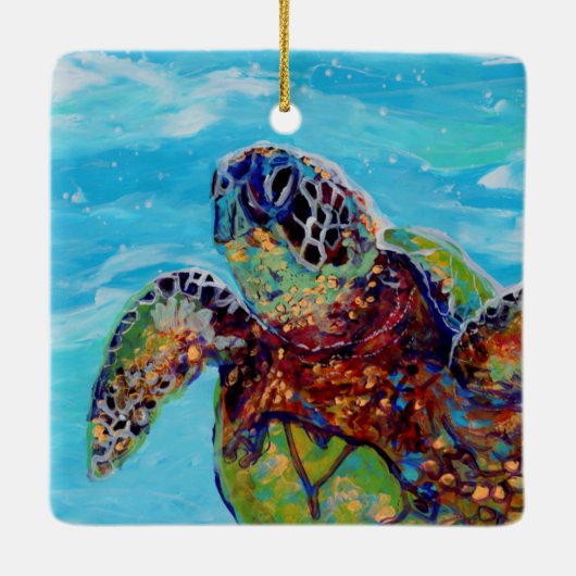 Zee Turtle Honu 10 Keramisch Ornament (Achterkant)