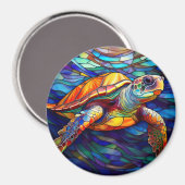 Zee Turtle Honu Glas in lood Art Magneet (Voorkant / Achterkant)