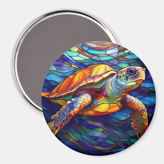 Zee Turtle Honu Glas in lood Art Magneet (Voorkant / Achterkant)