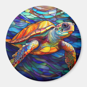 Zee Turtle Honu Glas in lood Art Magneet