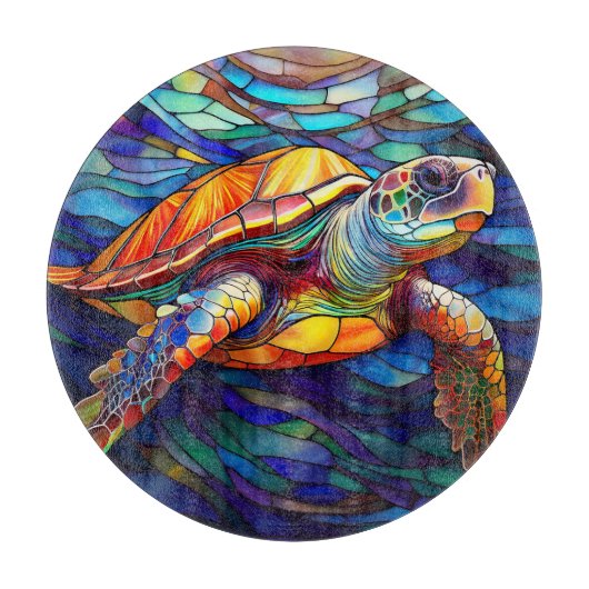 Zee Turtle Honu Glas in lood Art Snijplank (Voorkant)