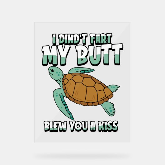 Zee Turtle Humorous Acryl Bord (Voorkant)