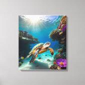 Zee Turtle in het Coral Paradise Canvas Afdruk (Voorkant)