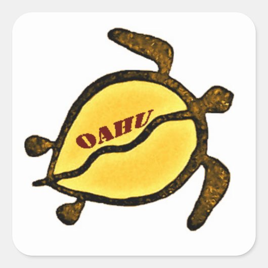 Zee Turtle Island of Oahu Vierkante Sticker (Voorkant)